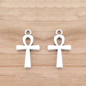 20pcs Tibetan Silver Ankh Egyptian Cross Charms 2 Sided 22x13mm