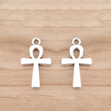20pcs Tibetan Silver Ankh Egyptian Cross Charms 2 Sided 22x13mm