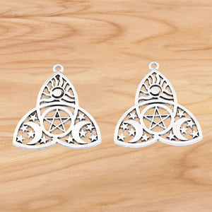 20 Pcs Tibetan Silver Viking Wicca Triple Moon Charms Pendants