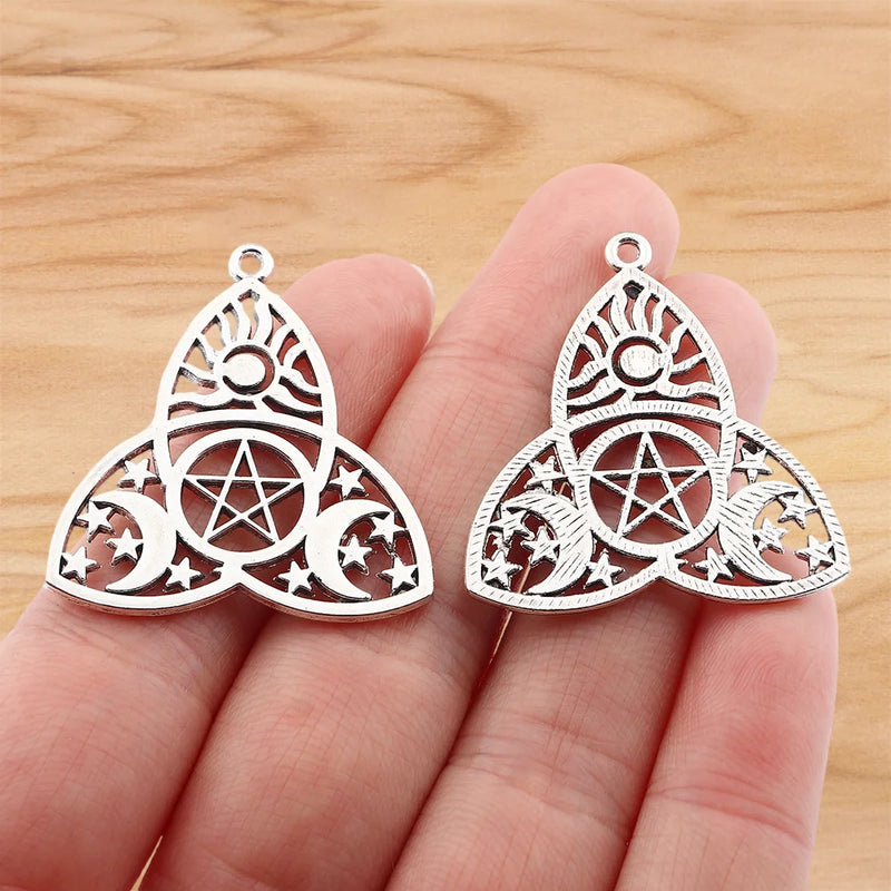 20 Pcs Tibetan Silver Viking Wicca Triple Moon Charms Pendants
