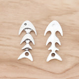 20 Tibetan Silver Fish Bone Charms Pendants 35x15mm