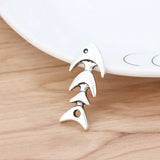 20 Tibetan Silver Fish Bone Charms Pendants 35x15mm