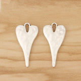 20x Tibetan Silver Hammered Heart Charms Pendants for Jewellery Making 27x14mm