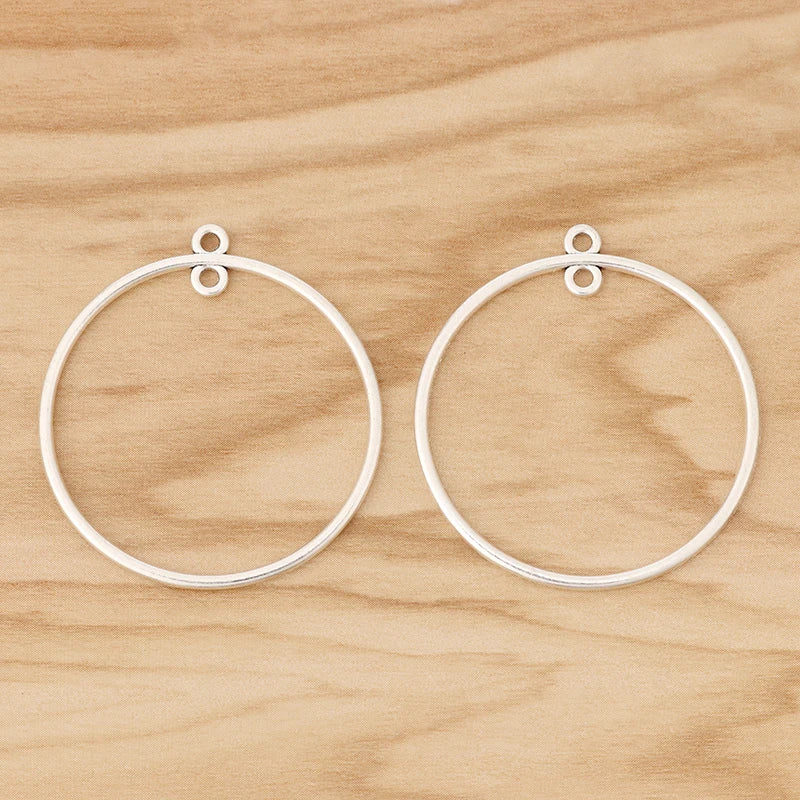 20 Tibetan Silver Open Circle Round Charms for Earring Making 39x39mm