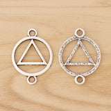 20 Pcs Tibetan Silver Triangle Round Connectors Charms for DIY Bracelet Making
