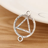20 Pcs Tibetan Silver Triangle Round Connectors Charms for DIY Bracelet Making