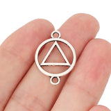 20 Pcs Tibetan Silver Triangle Round Connectors Charms for DIY Bracelet Making