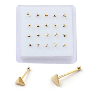 20 Pcs Triangle Ball Pin Nose Stud Nose Piercing Body Jewelry