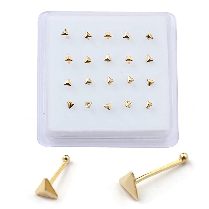 20 Pcs Triangle Ball Pin Nose Stud Nose Piercing Body Jewelry