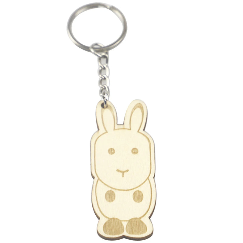 20 Pcs Animal-shaped Unfinished Wood Slices Keyring Blanks for Holiday Decor