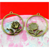 20pcs 33.5*35MM Antique Bronze Flowers Charms Pendant DIY Jewelry Findings