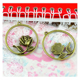 20pcs 33.5*35MM Antique Bronze Flowers Charms Pendant DIY Jewelry Findings