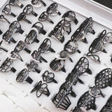 20 Pcs Stainless Steel Wedding Rings Butterfly Cross Heart Charm Women's Rings