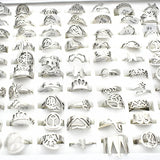 20 Pcs Stainless Steel Wedding Rings Butterfly Cross Heart Charm Women's Rings