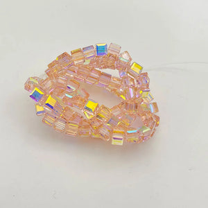 20 Pcs 6mm Magic Crystal Sugar Beads Aurora Glass Square Loose Bead
