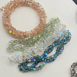 20 Pcs 6mm Magic Crystal Sugar Beads Aurora Glass Square Loose Bead