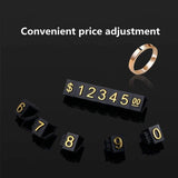 20 Sets Square Adjustable Tag for Counter Stand Number Letter Dollar Block Kit
