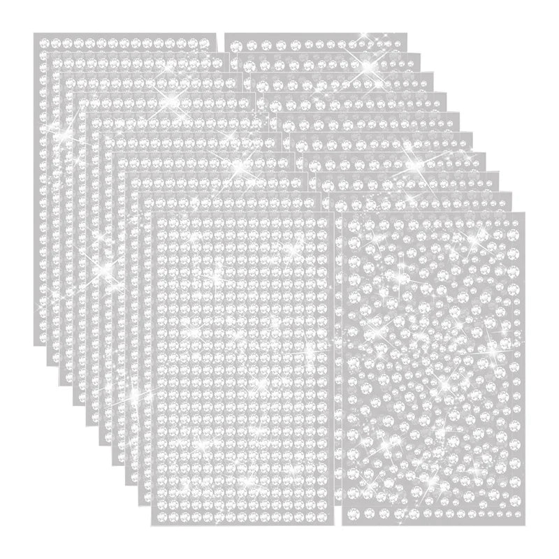 20 Sheets Clear Rhinestone Stickers Self Adhesive Bling Gems Jewels Stickers