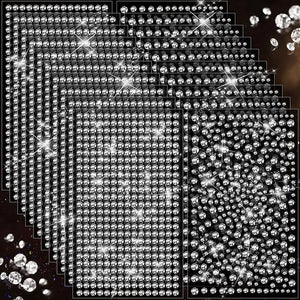 20 Sheets Clear Rhinestone Stickers Self Adhesive Bling Gems