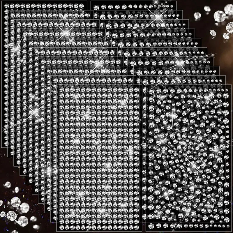 20 Sheets Clear Rhinestone Stickers Self Adhesive Bling Gems