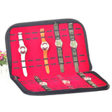 20-Slot Faux Leather Watch Case With Zipper&Mezzanine Watch Portable Bag