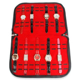 20-Slot Faux Leather Watch Case With Zipper&Mezzanine Watch Portable Bag