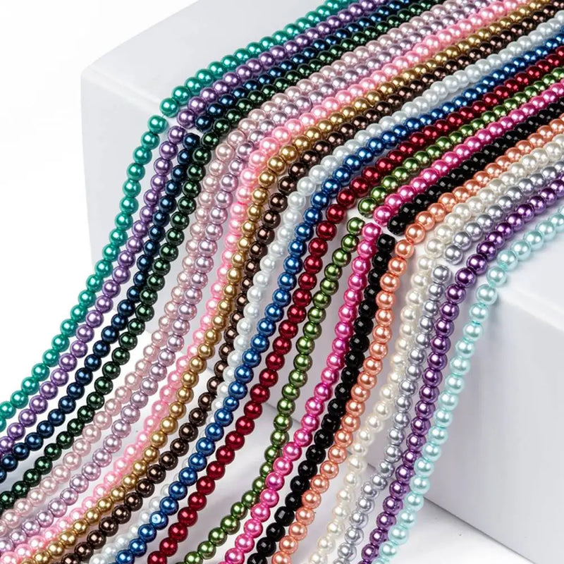 20 Strand 20 Colors Glass Pearl Round Beads 4/6/8mm Bead Strands