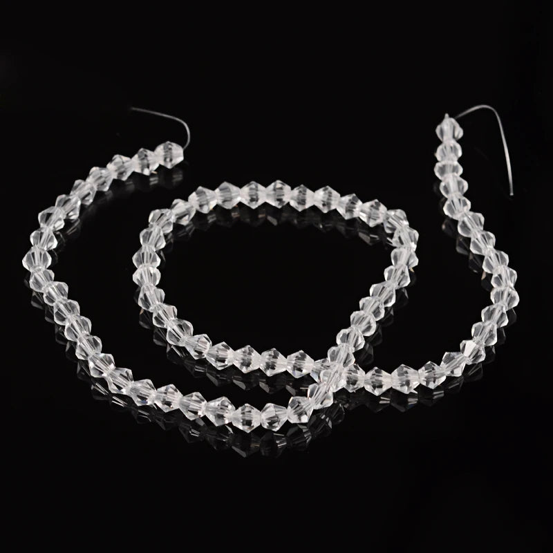 4mm Clear Glass Beads Strands Faceted Bicone Mini Beads for Jewelry Making