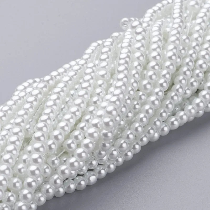 20 Strand 4mm Round Pearlized Glass Pearl Beads Strands for DIY Jewelry Making