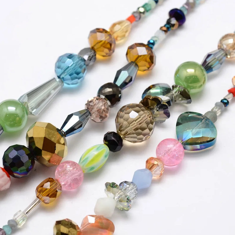 20 Strands Electroplate Glass Bead Mixed Shapes Loose Beads DIY Jewelry Making