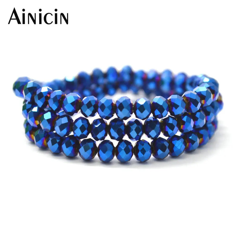 20 Strands Navy Solid Faceted Glass Crystal DIY Jewelry Making Beads