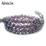 20 Strands Purple Rainbow Plated DIY Glass Crystal Beads