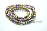 20 Strands Rainbow Plating 4x6mm Faceted Glass Crystal Beads