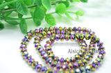 20 Strands Rainbow Plating 4x6mm Faceted Glass Crystal Beads
