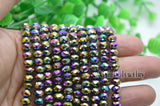 20 Strands Rainbow Plating 4x6mm Faceted Glass Crystal Beads