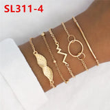 20 Elephant Square Beaded Bracelet Sets with Love Compass Chain Bracelet Set
