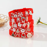 Stainless Steel Mesh Bracelet With Santa Claus Christmas Tree Beads Charm