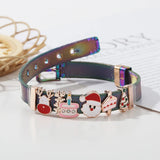 Stainless Steel Mesh Bracelet With Santa Claus Christmas Tree Beads Charm