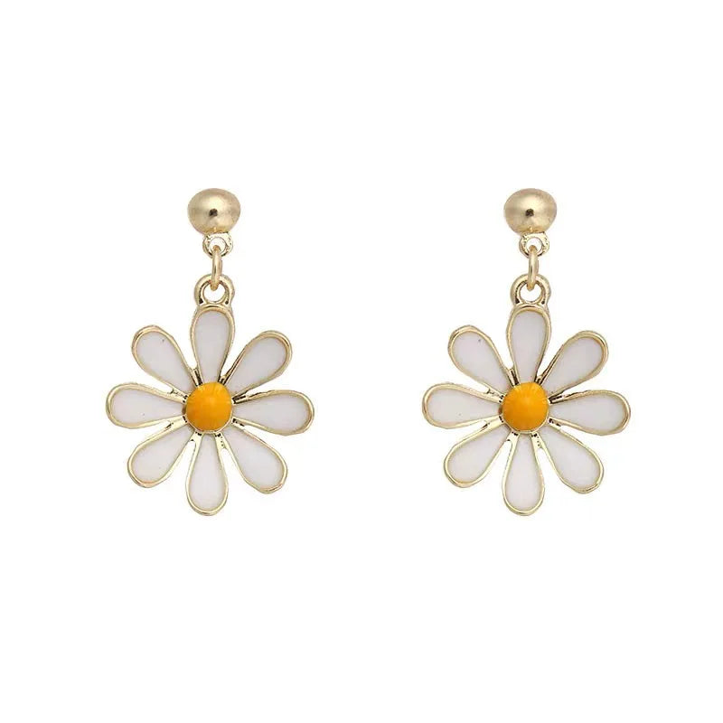 20 Pairs Metal Enamel Daisy Flower Earrings