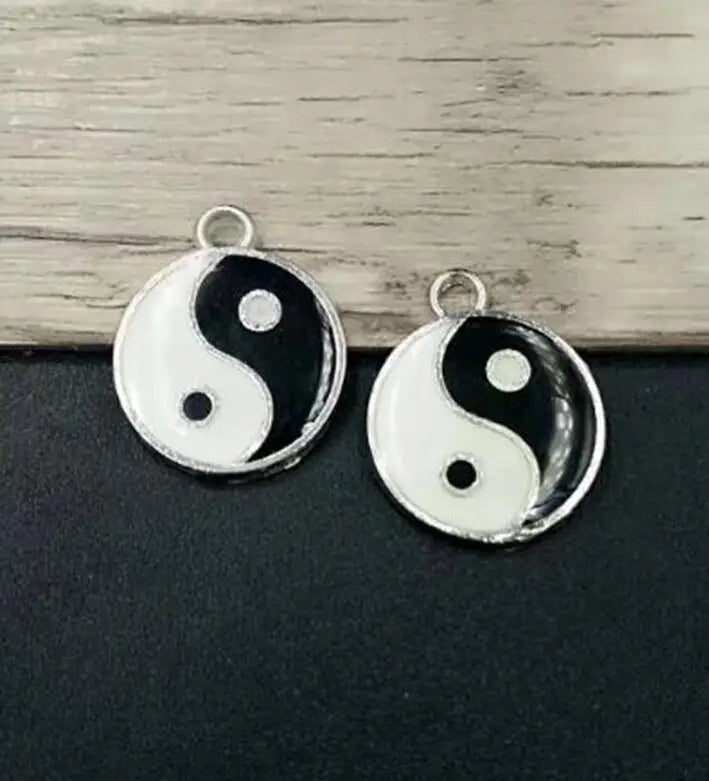 20 pcs 25*20mm Enamel Yin Yang Charms Pendants Jewelry Accessories