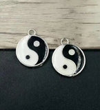 20 pcs 25*20mm Enamel Yin Yang Charms Pendants Jewelry Accessories