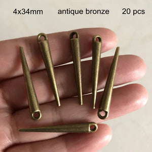 20 pcs Antique Zinc Alloy Long Cone Charms for DIY Earrings Necklace