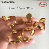 20 pcs Brass Blank Ring Tray 10/12mm Double Trays Adjustable DIY Ring