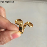 20 pcs Brass Blank Ring Tray 10/12mm Double Trays Adjustable DIY Ring