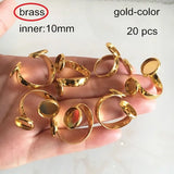 20 pcs Brass Blank Ring Tray 10/12mm Double Trays Adjustable DIY Ring