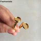 20 pcs Brass Blank Ring Tray 10/12mm Double Trays Adjustable DIY Ring