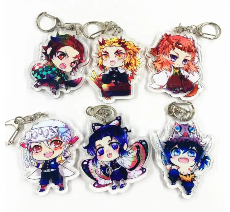 20 pcs Kimetsu no Yaiba Acrylic Keychain Cosplay Anime Double Sided