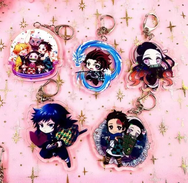 20 pcs Kimetsu no Yaiba Double Sided Acrylic Keychain Anime Cosplay