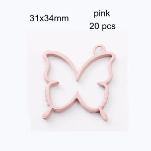 20 pcs Butterfly Charms 31x34mm Yellow Pink Brown Green Gray Metal Charms