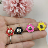 20 pcs Colorful Sunflower Enamel Charms for Jewelry Making